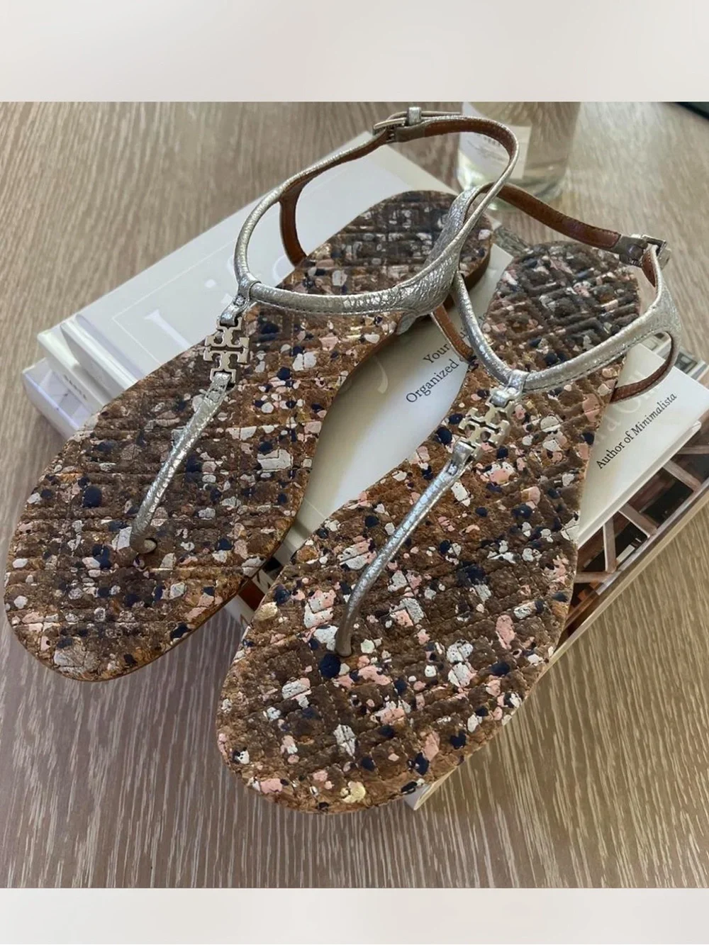 Cute Tory Burch Multi Cork T Strap Sandals ~ Size 9